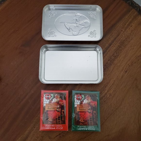 Limited Edition Coca-Cola Christmas Santa Nostalgia 2 Decks Playing Cards w/Tin - Picture 4 of 5